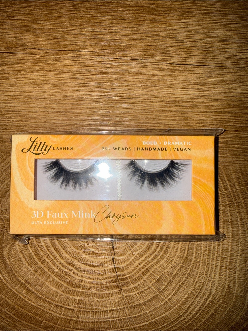 Lilly Lashes 3D Faux Mink Chrysan - Black Lashes with Orange Box